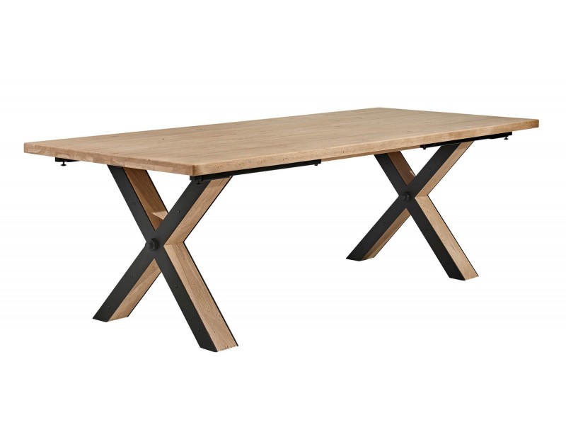 BROOK - Table plateau fixe en chêne massif et piètement métal