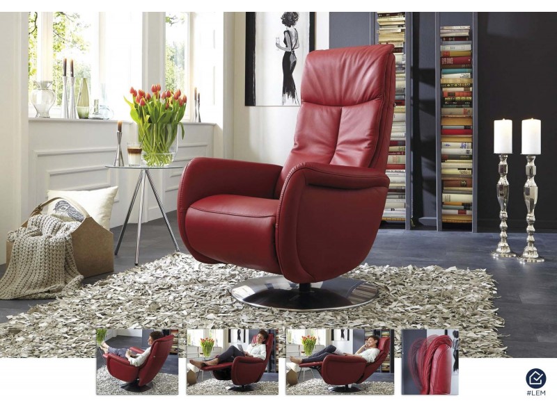 START - Fauteuil de relaxation électrique 2 moteurs cuir vachette fleur rectifiée