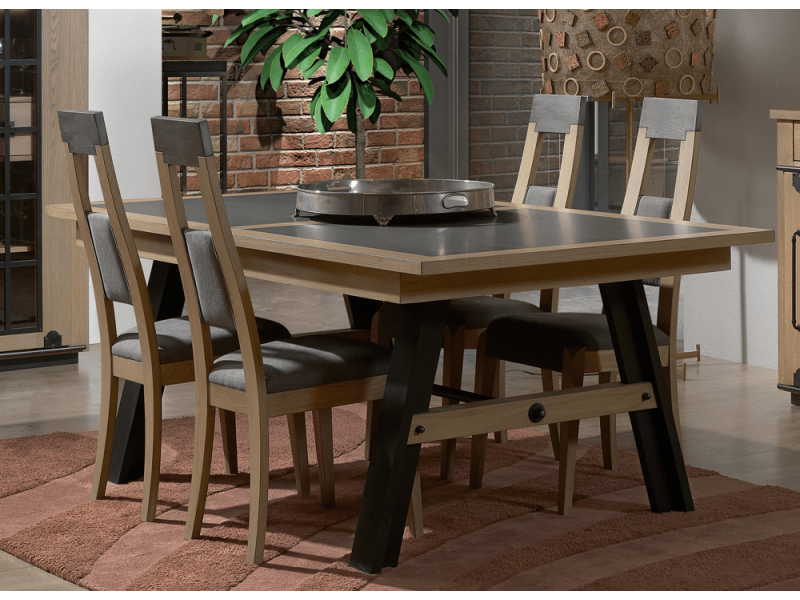 CLEVELAND - Table 4 pieds 1 allonge centrale de 90 cm