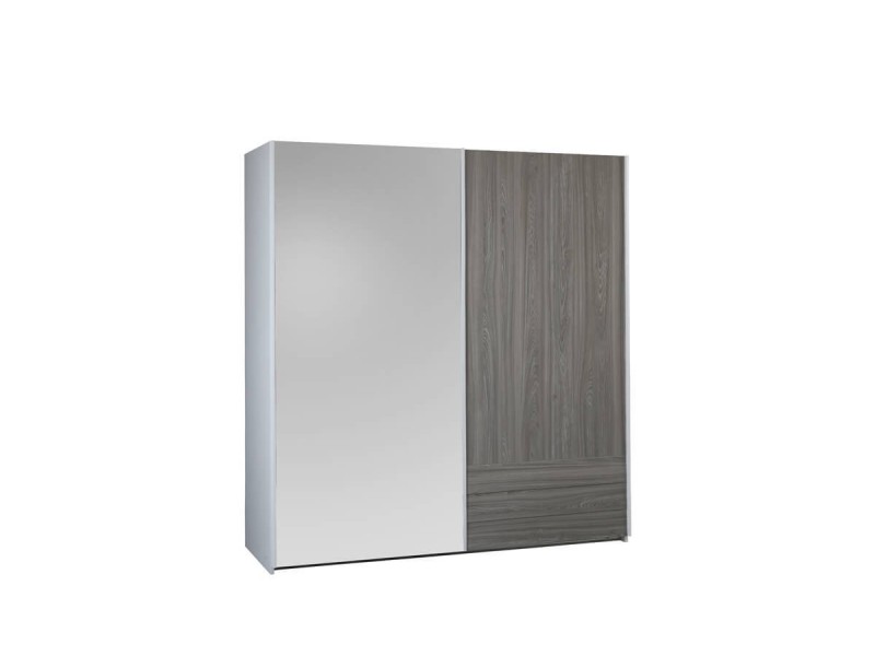 HARON - Armoire 1 porte pleine 1 porte miroir