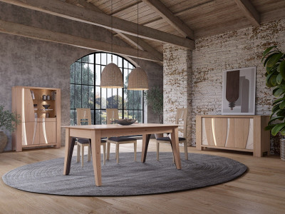 Buffet enfilade 3 portes en chêne et céramique