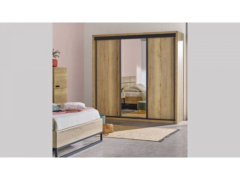 EIFFEL - Armoire 2 portes miroir