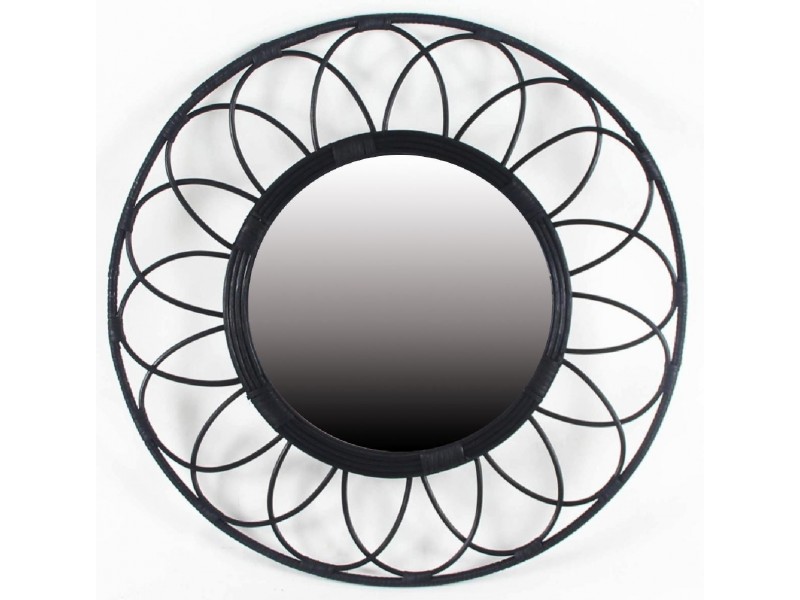 Miroir bambou MILA noir diamètre 55 cm