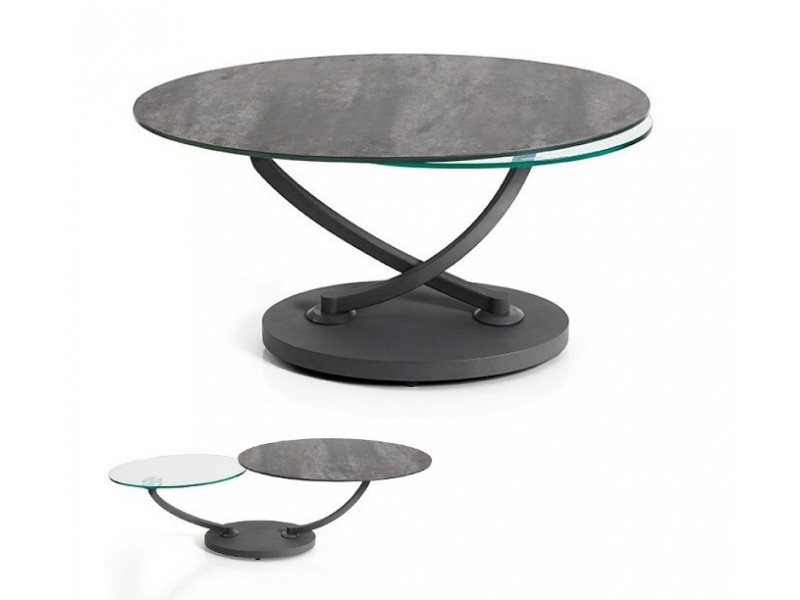 MAGMA - Table basse 80x80 céramique, verre transparent  41837CV