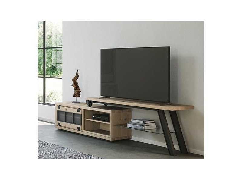 HARRY - Meuble TV 140 cm 1 porte coulissante 1 tiroir