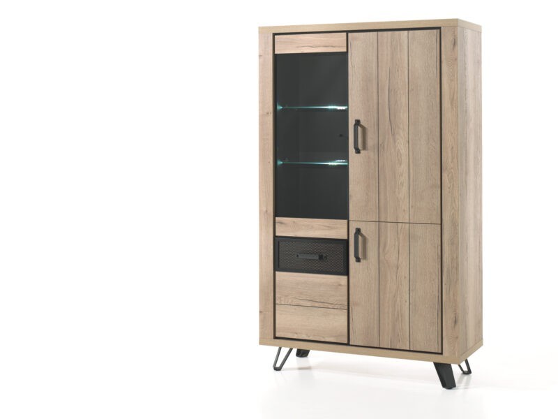 MOUNT - Vitrine 3 portes pleines - 1 porte vitrée