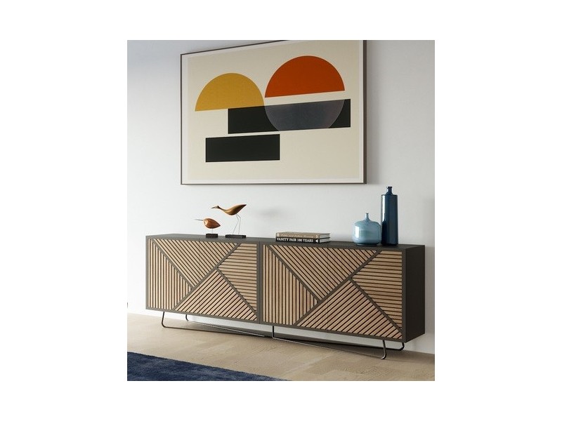 SEIDE - Enfilade 220 cm 4 Portes Battantes 1 Tiroir Intérieur