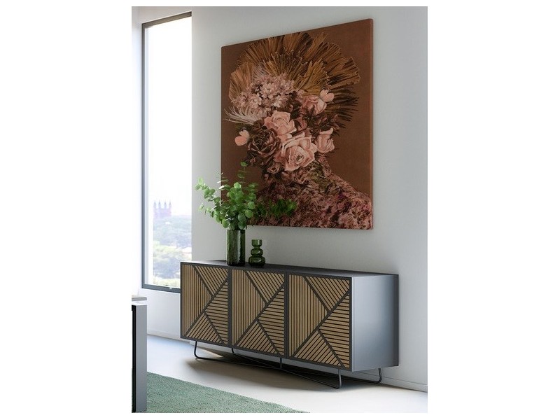 SEIDE - Enfilade 195 cm 3 Portes 1 Tiroir Intérieur