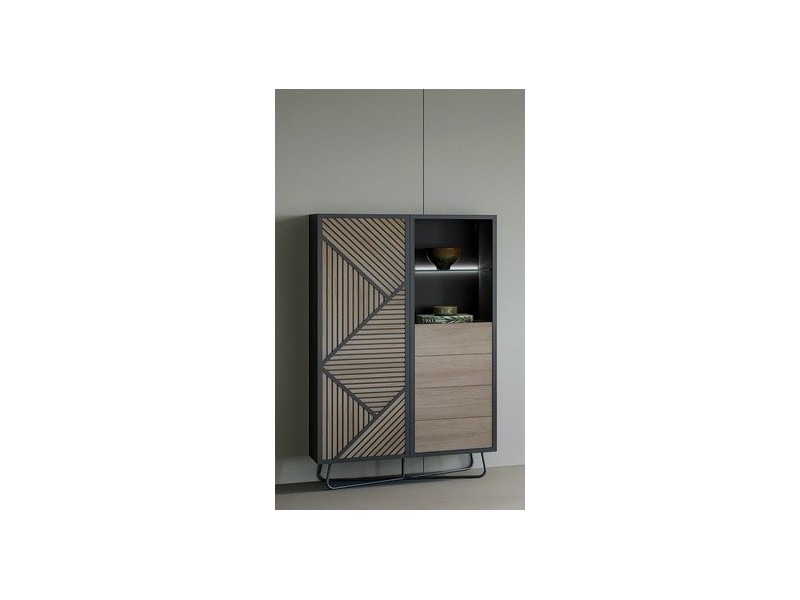 SEIDE - Vitrine 1 Porte 4 Tiroirs 1 Niche