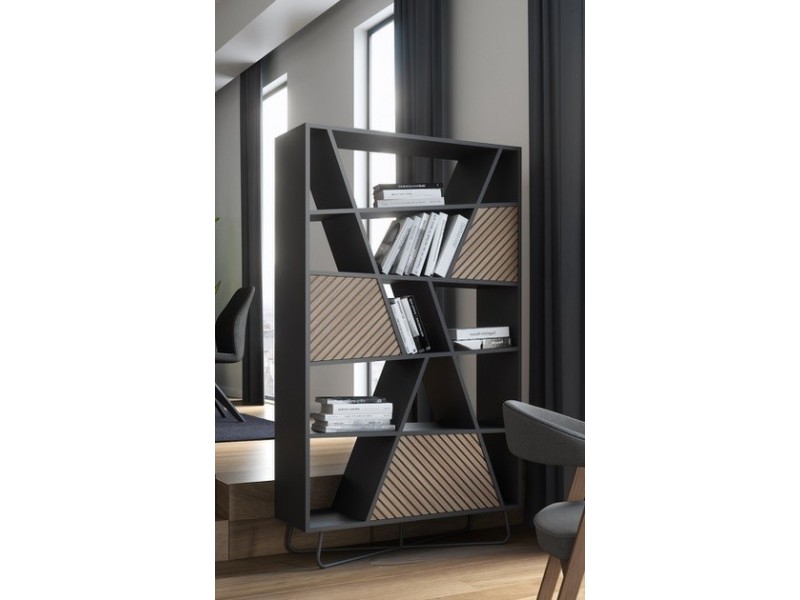 SEIDE - Meuble Tv 180 cm 2 Portes Abattantes Niche