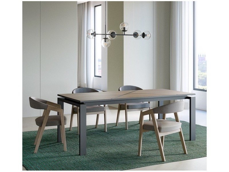 SEIDE - Table 4 Pieds 2 Allonges Centrales de 45 cm