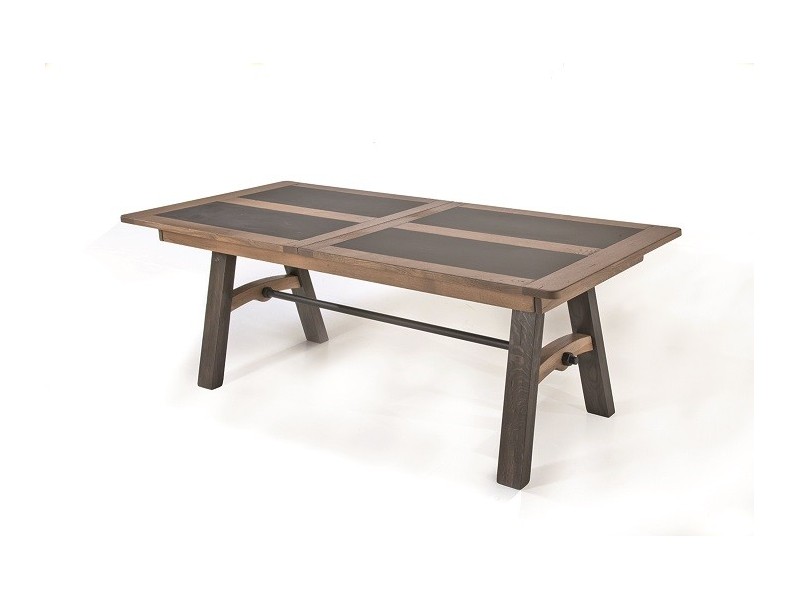 BRONZE - Table pieds en bois + 1 allonge portefeuille de 60 cm