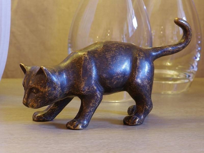 Statue en bronze : Chat Brun