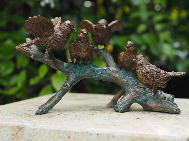 Statue en bronze : 5 Oiseaux Sur la Branche