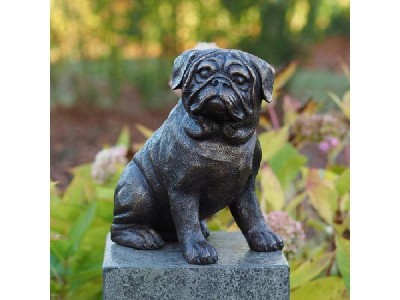 Statue en bronze : Chien Carlin