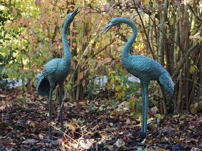 Duo de Grues en Bronze – Sculpture de Jardin et Point d'Eau