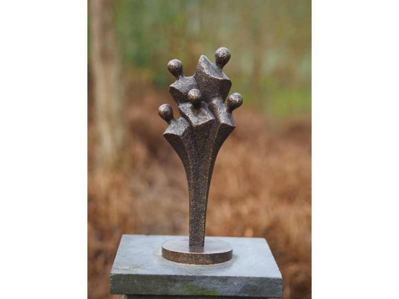 Statue en bronze : Petit sculpture de famille 5 personnes