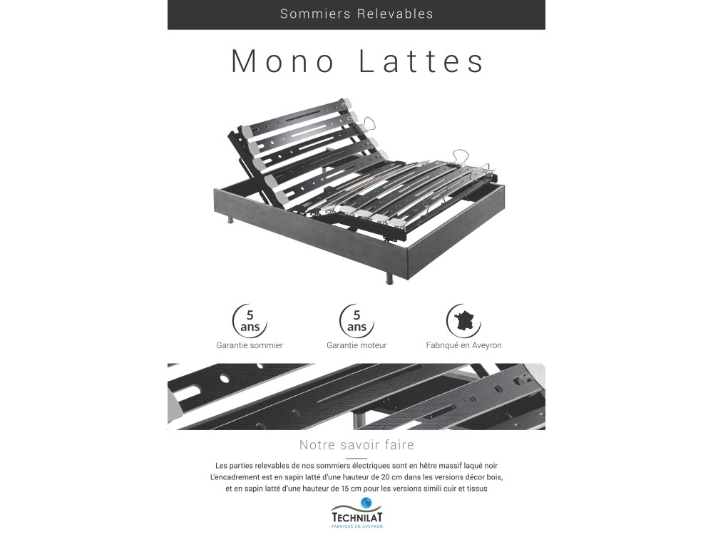 Sommier relevable MONO LATTES TECHNILAT 