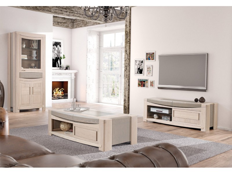 TOURAINE - Table basse 2 portes coulissantes 2 tiroirs