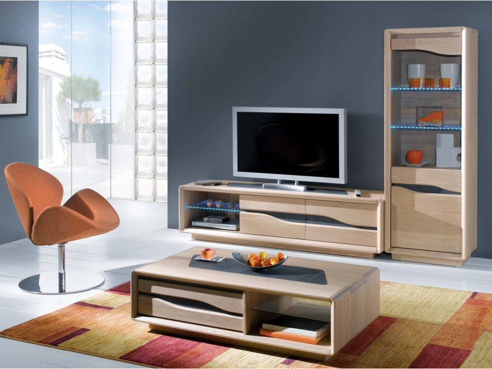 Meuble TV 2 portes coulissantes + 1 niche – Ceram Atelier de Langres 
