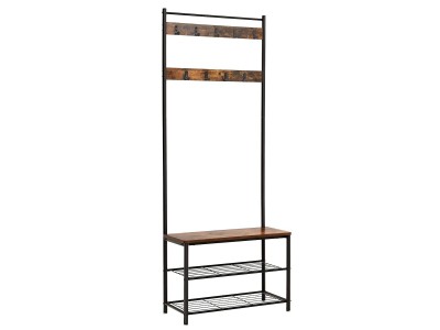 Porte-manteau de couloir et Banc avec étagères 