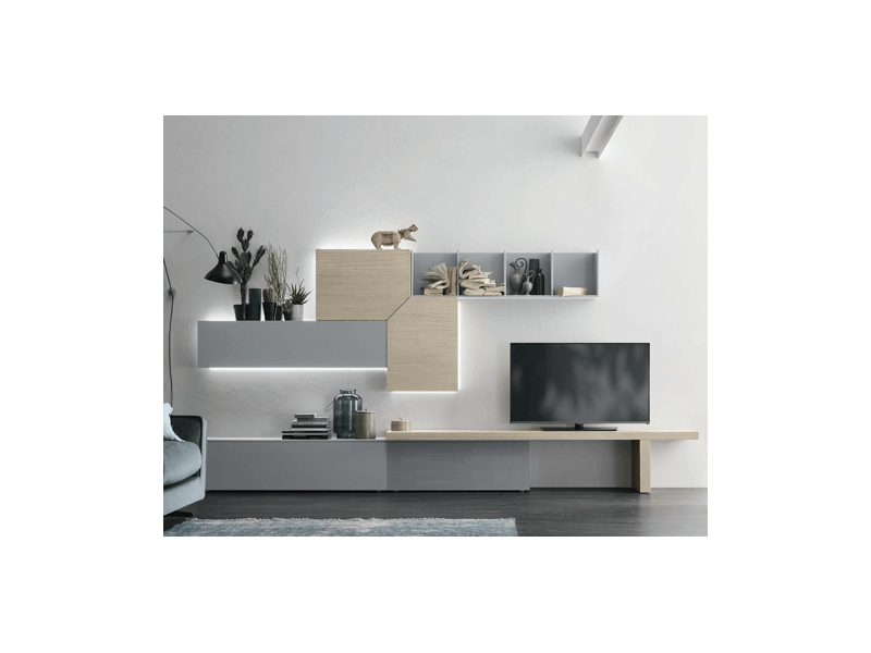 Composition TV Sella avec étagères et rangements