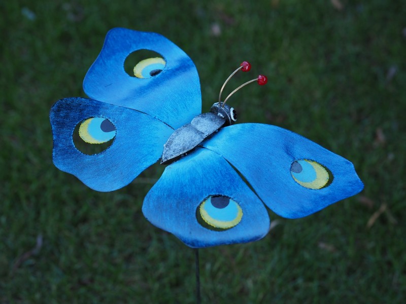 Décoration métal : Papillon bleu