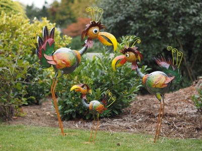 Décoration métal : Oiseau coloré