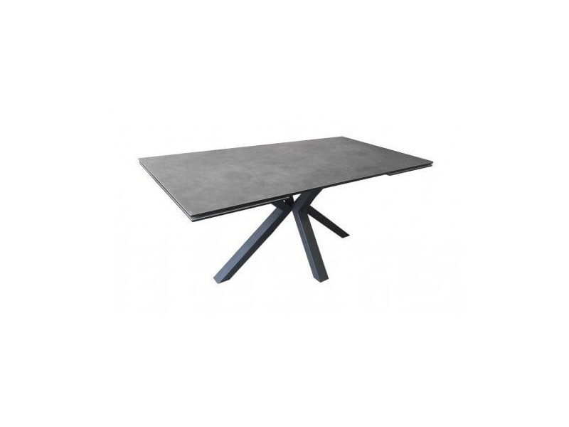 CONCEPT - Table rectangle 2 allonges en bout de 50 cm plateau céramique