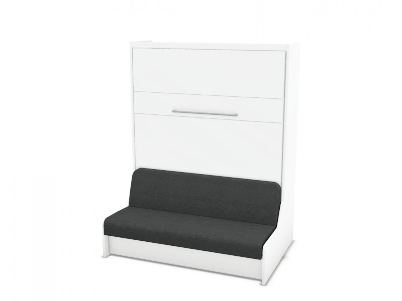 MAGIK - Armoire lit escamotable verticale avec canapé accoudoirs en bois