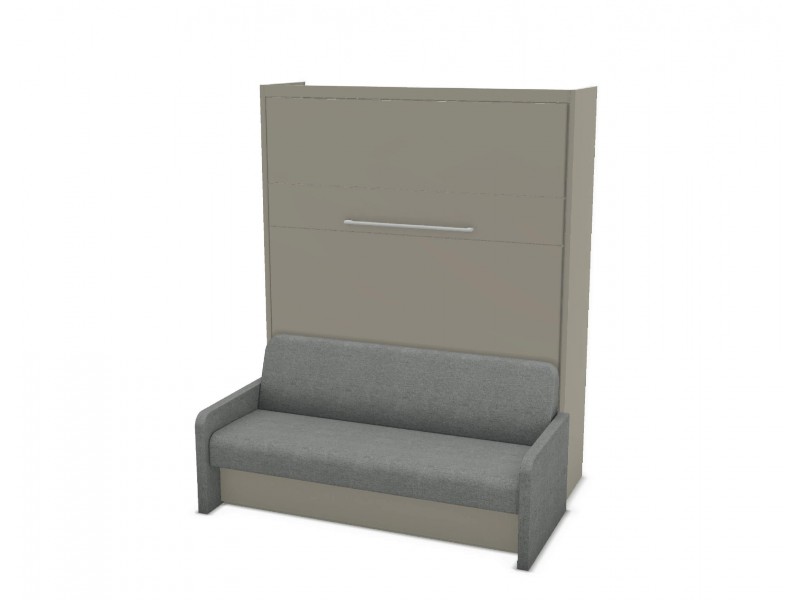 MAGIK - Armoire lit escamotable verticale avec canapé accoudoirs en tissu